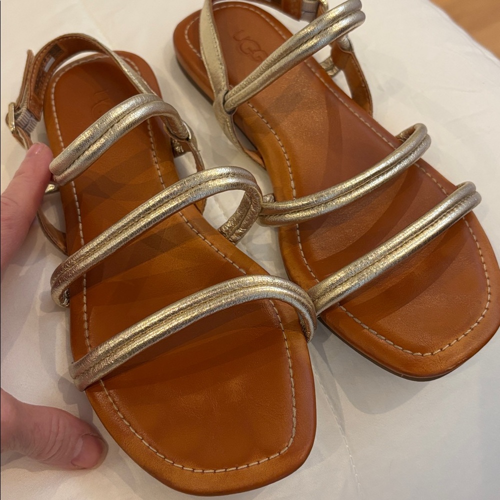Ugg leather gold sandals 7